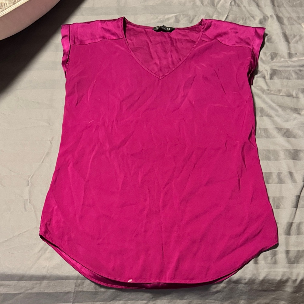 Express Magenta V-Neck Blouse